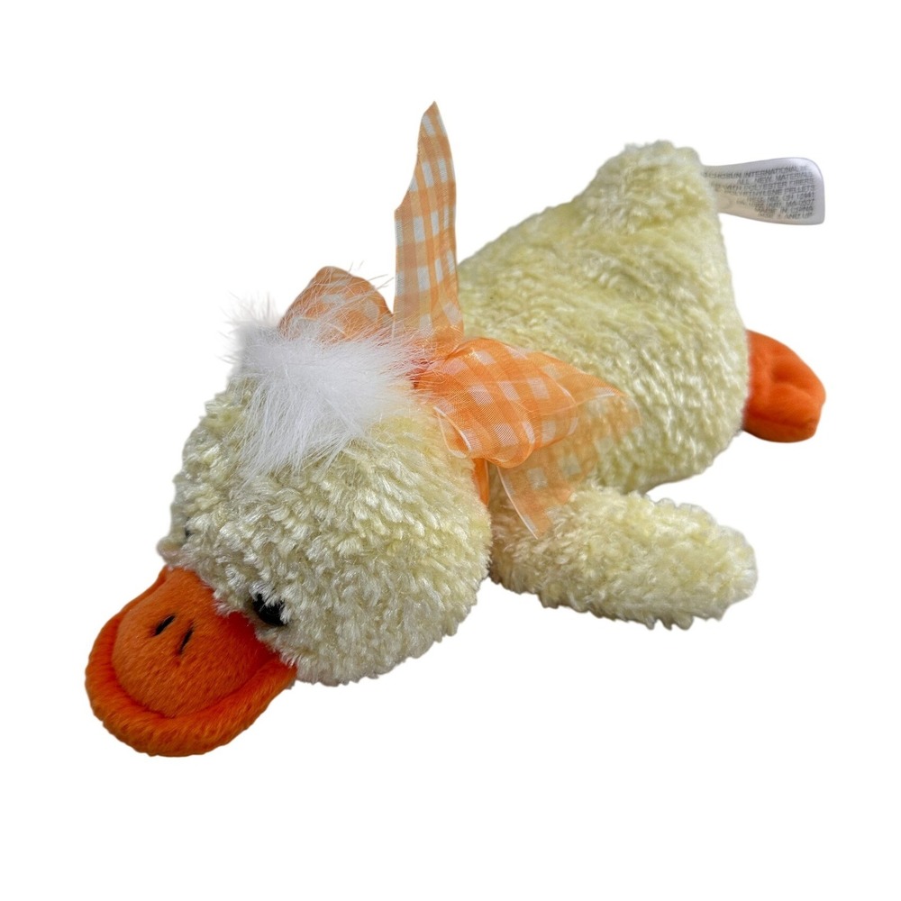 Chosun International Duck Plush Yellow Stuffed Animal Lovey Gingham Bow Toy 11in